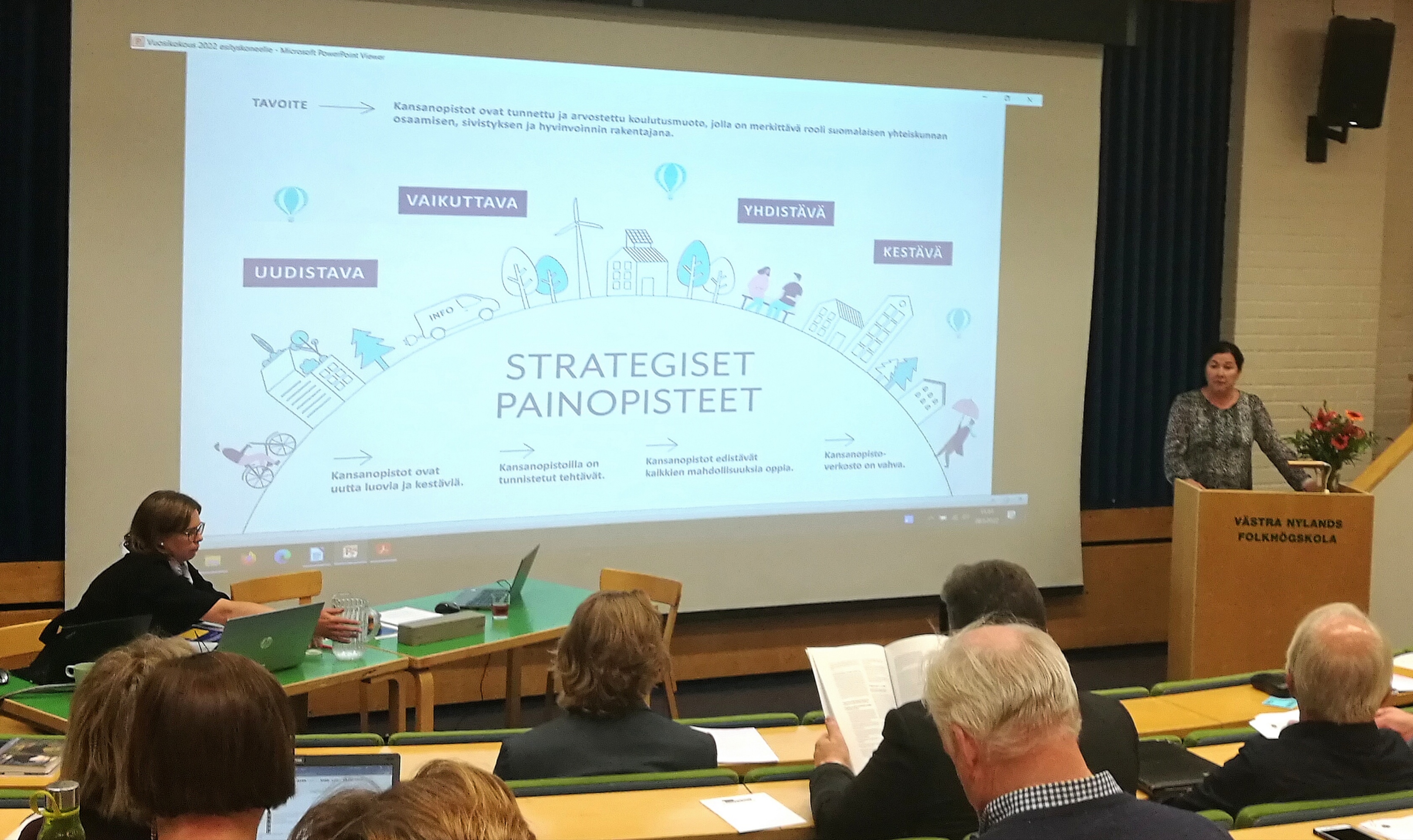 Sara Riska Kansanopistoyhdistyksen vuosikokous 28.9.2022: Karvonen, Nyyssölä ...