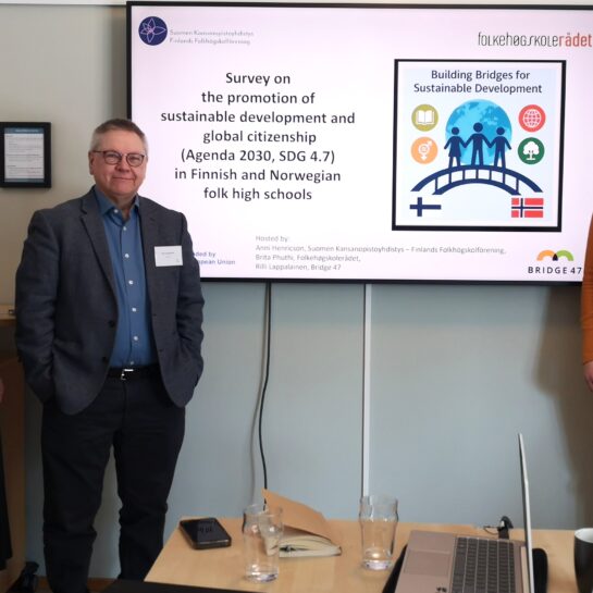 Rilli Lappalainen, Anni Henricson, and Brita Phuthi presented the results of the sustainability study conducted within the Building Bridges project at the Nordic Summit in Stockholm on 14 April 2026.